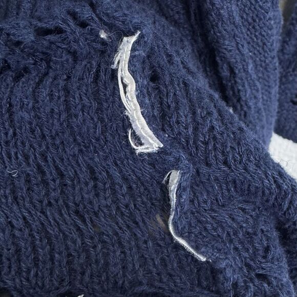 Jones New York 2X Cardigan Sweater Blue Open Knit Tie Front Y2K Fairy Grunge - Picture 5 of 5